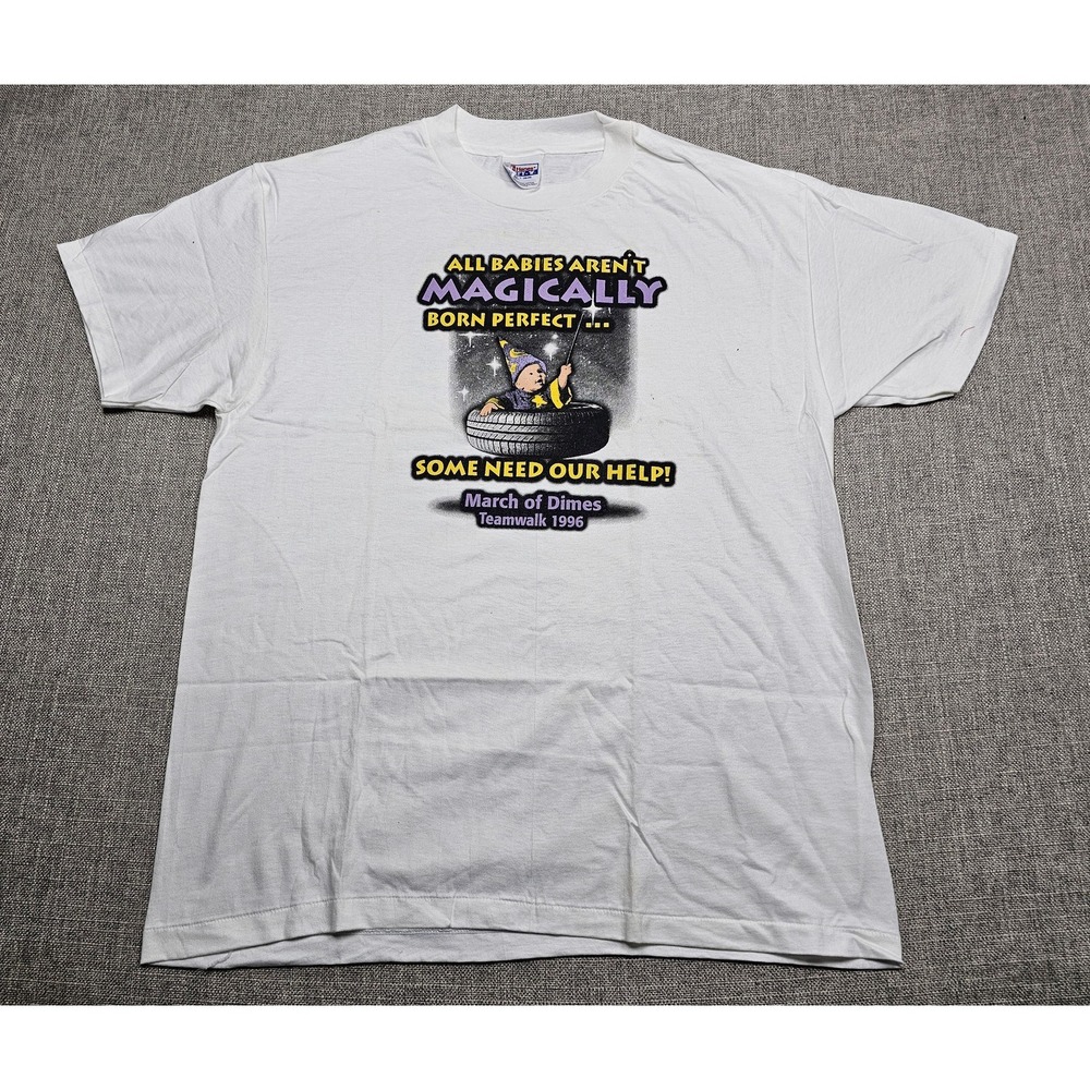 Vintage‎ March of Dimes Shirt Mens Large Teamwalk 1996 Michelin Tire Graphic 90s